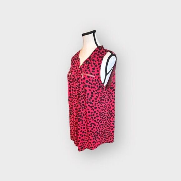 Women’s Lily Morgan XL Red and Black Dalmatian Print Breast Pockets Zippers - Picture 4 of 9
